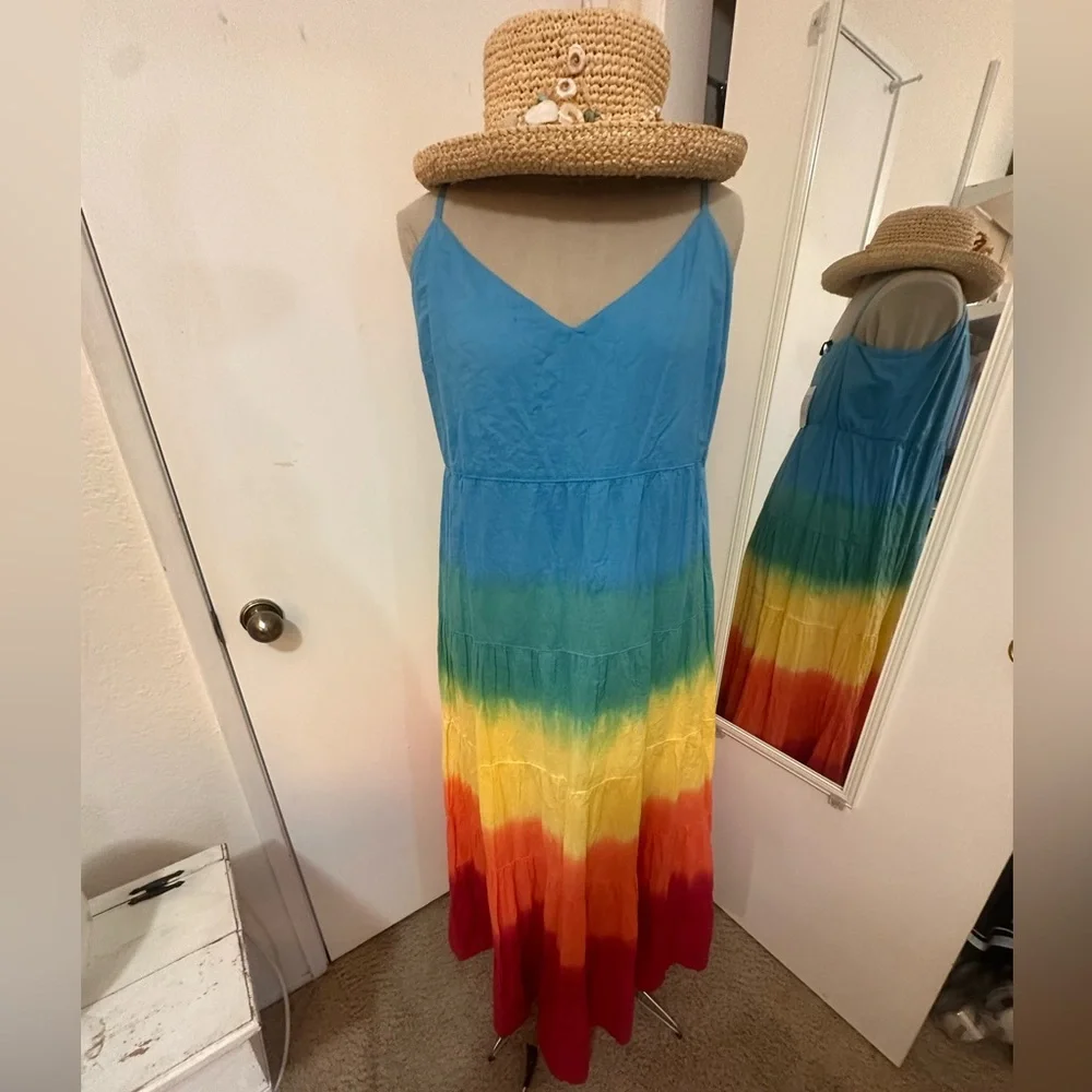 Jessica Simpson Rainbow Herbs 100% Cotton Lined Sundress NWT Size XL - Picture 4 of 13